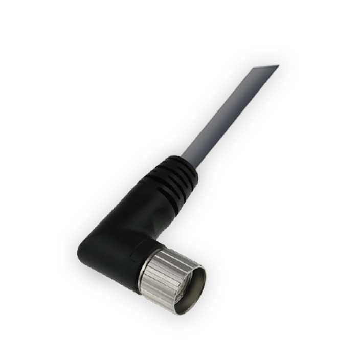 M23 12Pin、母頭90°、單端預鑄PVC非柔性電纜、灰色護套、68CB61-XXX