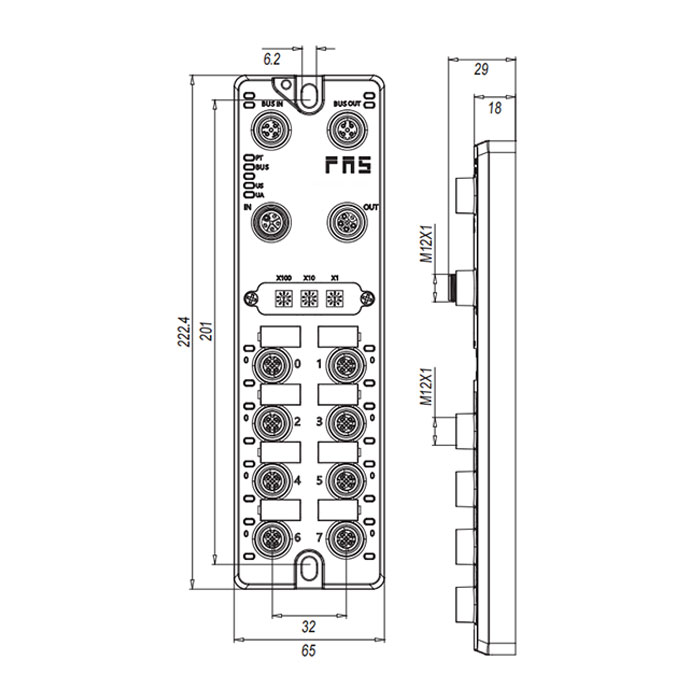 Profibus-DP協議、M12接口、16DI、PNP、遠程模塊、003C11