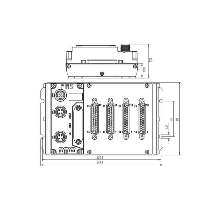 Modbus-RTU協議、IP20、64DI/DO 自适應配置、NPN、D-Sub接口、遠程模塊、009M91