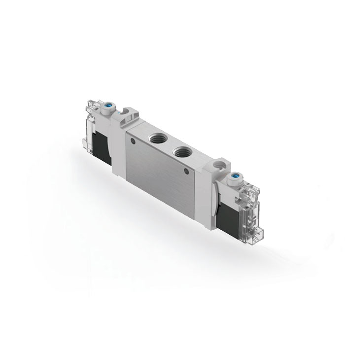 管式閥G1/4、兩位五通閥，單電控，内先導、氣複位/機械彈簧複位、閥寬18 mm、FV-L18-M52-RT-G14、574428